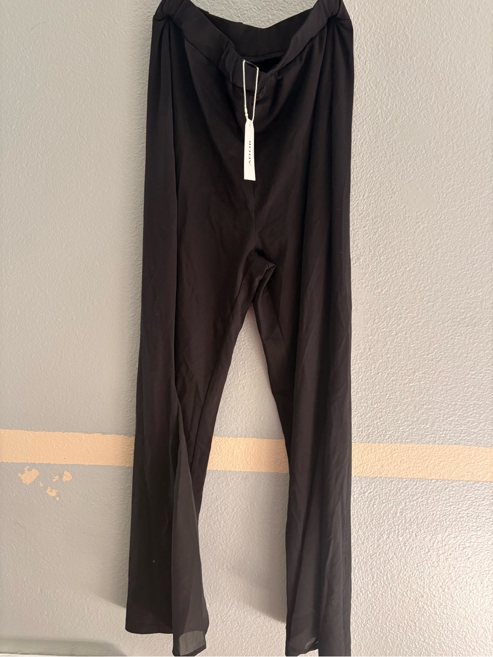 Women's Black Wide-Leg Trousers - Lightweight Draped Style